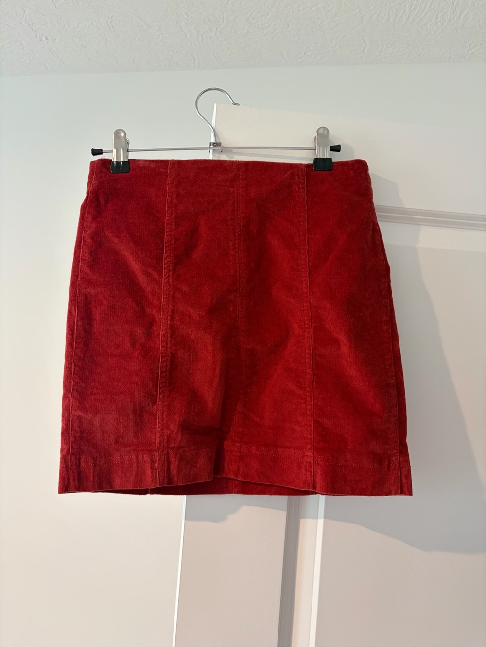 Jolt Red Corduroy Pencil Mini Skirt